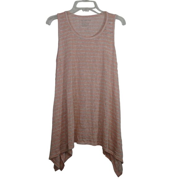 Lane Bryant Stripe Handkerchief Hem Tunic Tank Top Women Size 14 16 Orange White - Picture 1 of 6